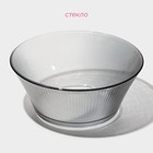 Салатник Доляна «Флора», 1.4 л, 19.5×8.5 см, стекло, серый - Фото 2