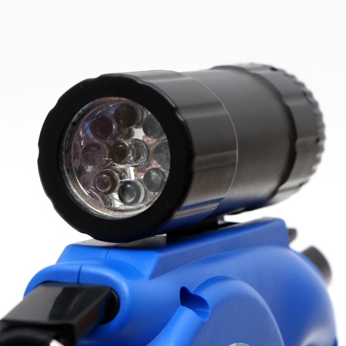Рулетка с фонарем и отсеком для пакетов 5 м, max = 50 кг, синяя
