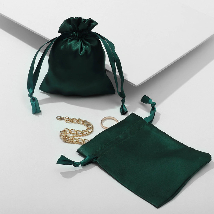 Мешочек подарочный атласный, 10×12 см, зелёный - Фото 1