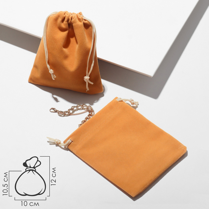 Мешочек бархатный, 10×12 см, оранжевый - Фото 1