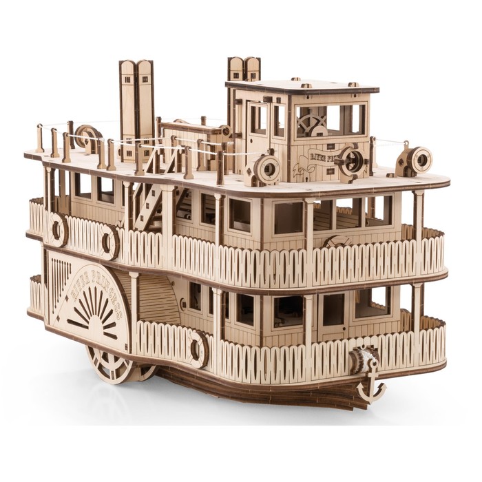 Модель сборная из дерева EWA «Колёсный пароход. Принцесса рек»