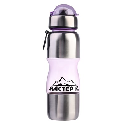 Бутылка для воды «Мастер К», 600 мл, с сиреневой вставкой