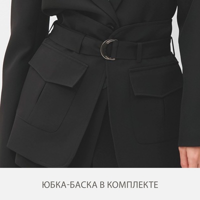 Пиджак женский с баской MINAKU: Casual Collection, чёрный, размер 46