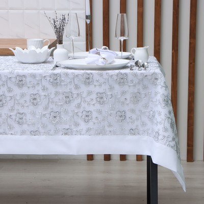 Скатерть «Этель» с пайетками, 110×160±5 см, белая