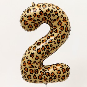 Шар фольгированный 32" «Цифра 2», цвет леопард