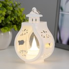 Светодиодная свеча в подсвечнике RISALUX «Застывшая», ночник LED, 3×LR1130, белый, 5×7.5×12 см - Фото 2