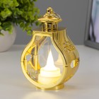 Светодиодная свеча в подсвечнике RISALUX «Застывшая», ночник LED, 3×LR1130, золотой, 5×7.5×12 см - Фото 2