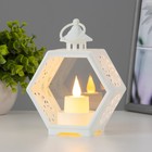 Ночник "Свеча в гексе" 3хLR1130 белый 6х11х15 см RISALUX - фото 24269188