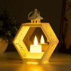 Ночник "Свеча в гексе" 3хLR1130 белый 6х11х15 см RISALUX - фото 24269189