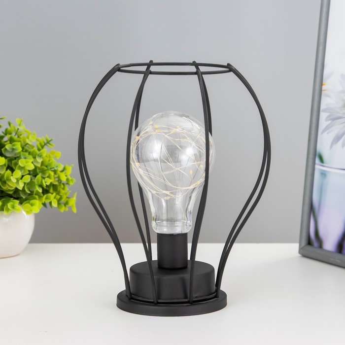Ночник RISALUX «Тат», LED, от батареек 3хAA, 19×19×21 см, чёрный - Фото 1
