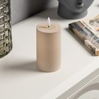 Светодиодная свеча бежевая, 7 × 15 × 7 см, пластик, батарейки ААх2 (не в комплекте), свечение тёплое белое - фото 7861901