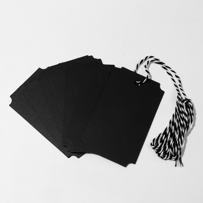 Меловой ценник-бирка набор 10 шт., на верёвке, 9×5,5 см, цвет чёрный - фото 1928369164
