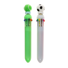 Ручка шариковая автоматическая 10-ти цветная, МИКС Спортивные мячи-спиннер