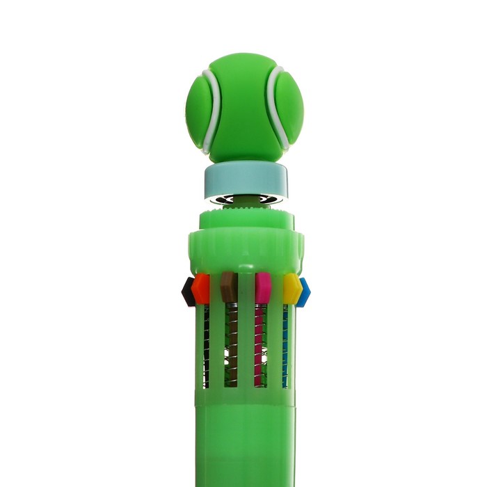 Ручка шариковая автоматическая 10-ти цветная, МИКС Спортивные мячи-спиннер