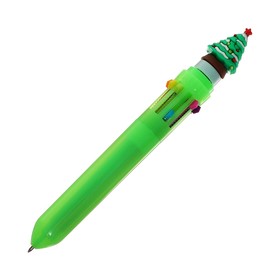 Ручка шариковая автоматическая 10-ти цветная, МИКС Новый год-спиннер