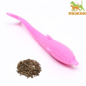 Игрушка для кошек с кошачьей мятой «Дельфин», 17 см, розовая