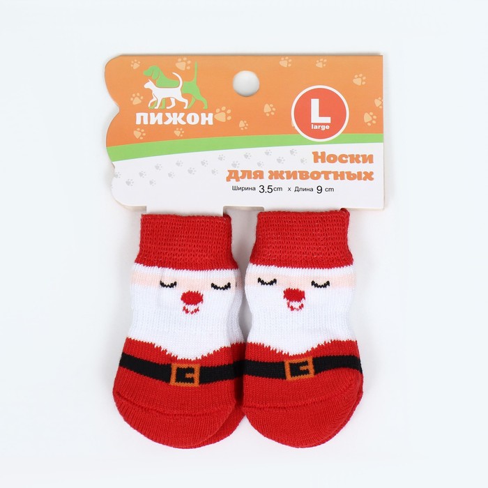 Носки нескользящие "Дед Мороз", размер L (3,5/5 * 9 см), набор 4 шт