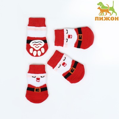 Носки нескользящие "Дед Мороз", размер M (3/4 * 7,5 см), набор 4 шт