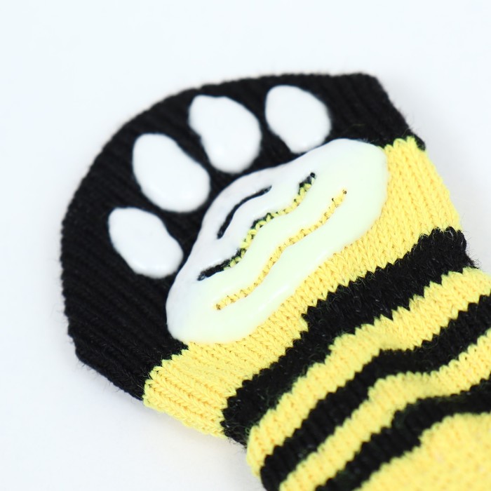 Носки нескользящие "Пчёлка", размер M (3/4 * 7,5 см), набор 4 шт, жёлтые
