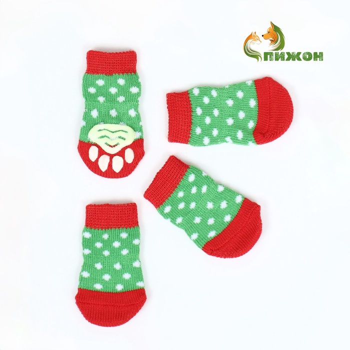 Носки нескользящие "Горошек", размер S (2,5/3,5 * 6 см), набор 4 шт - Фото 1