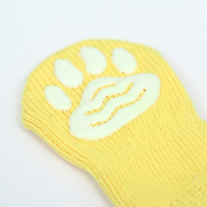 Носки нескользящие "Смайл", размер M (3/4 * 7,5 см), набор 4 шт, жёлтые