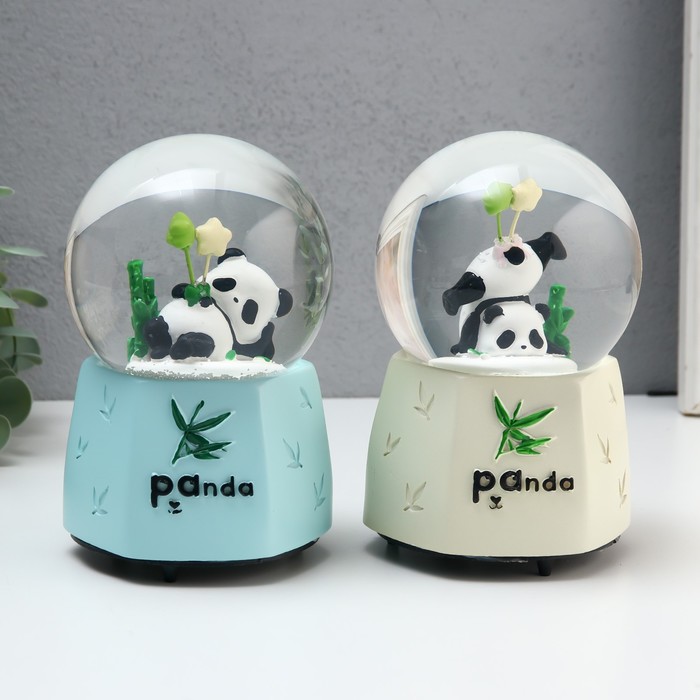 Сувенир полистоун водяной шар музыка и крутится "Отдыхающая панда" МИКС 10,5х10,5х15,5 см