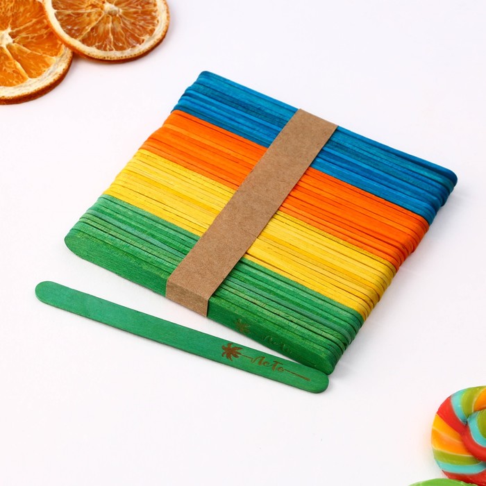 Палочки для мороженого деревянные «Лето», набор 50 шт, 11.4 х 1 см - Фото 1