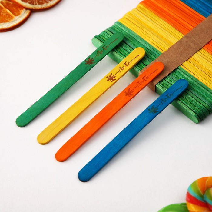 Набор палочек для мороженого «Лето», 50 шт, 11.4 х 1 см 9899453