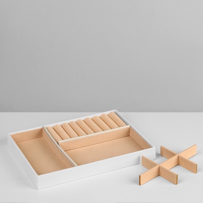 Шкатулка съёмная подставка, 17×23×8.5 см, белая