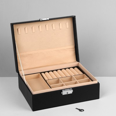 Шкатулка съёмная подставка,17×23×8.5 см, чёрная