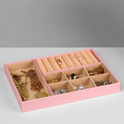 Шкатулка съёмная подставка,17×23×8.5 см, розовая