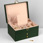 Шкатулка 3 яруса, 23×17×13 см, зелёная - Фото 4