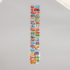 Наклейка пластик объёмные "Транспорт" с золотой обводкой МИКС 33,5х6 см