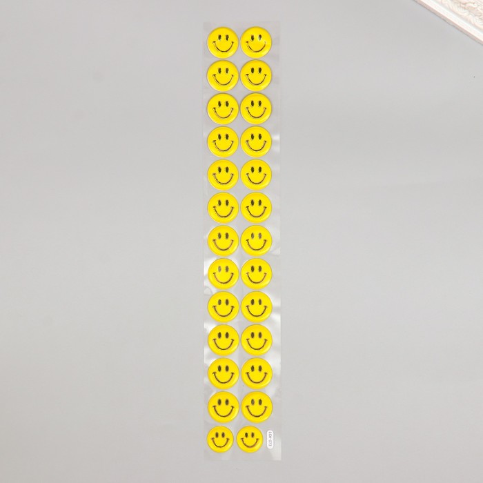 Наклейка пластик объёмные "Смайлики" с золотой обводкой МИКС 33,5х6 см