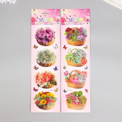 Наклейка бумага, пластик "Корзинки с цветами" МИКС 43х12 см