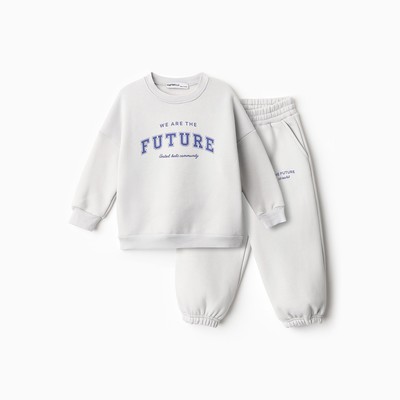 Костюм детский с начёсом (свитшот, брюки) KAFTAN Future, размер 30 (98-104 см), серый