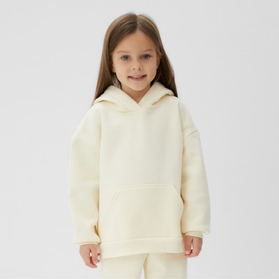 Костюм детский с начёсом (толстовка, брюки) KAFTAN, размер 30 (98-104 см), молочный