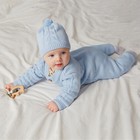 Комбинезон детский с шапочкой вязаный MINAKU, рост 56-62, цвет голубой - Фото 3