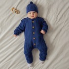 Комбинезон детский с шапочкой вязаный MINAKU, рост 80-86, цвет синий - Фото 4