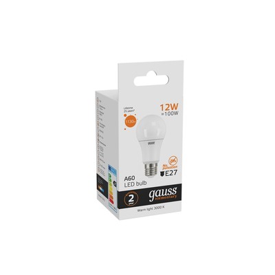 Лампа светодиодная Elementary 12Вт A60 3000К тепл. бел. E27 1130лм GAUSS 23212