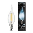 Лампа светодиодная филаментная Filament 7Вт свеча на ветру 4100К нейтр. бел. E14 580лм GAUSS 104801207 - Фото 1