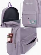 Рюкзак школьный на молнии, с карманами, с принтом, размер 30×13×43 см, сиреневый - Фото 9