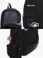 Рюкзак школьный на молнии, с карманами, с принтом, размер 30×13×43 см, чёрный - Фото 9