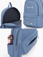 Рюкзак школьный на молнии, с карманами, с принтом, размер 30×13×43 см, голубой - Фото 6