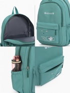 Рюкзак школьный на молнии, с карманами, с принтом, размер 30×13×43 см, зелёный - Фото 9