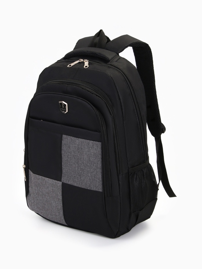 Рюкзак школьный на молнии, 2 отдела, 4 кармана, размер 32×15×47 см, чёрный - Фото 1