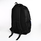 Рюкзак мужской на молнии, 4 наружных кармана, цвет чёрный/синий - Фото 4