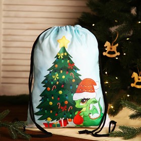 Мешок-рюкзак новогодний на шнурке, цвет белый/голубой