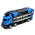 Парковка 2 в 1 Truck, 6 машинок, трансформируется в автотрек, звук, цвет синий - фото 4116449