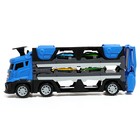 Парковка 2 в 1 Truck, 6 машинок, трансформируется в автотрек, звук, цвет синий - фото 4116450